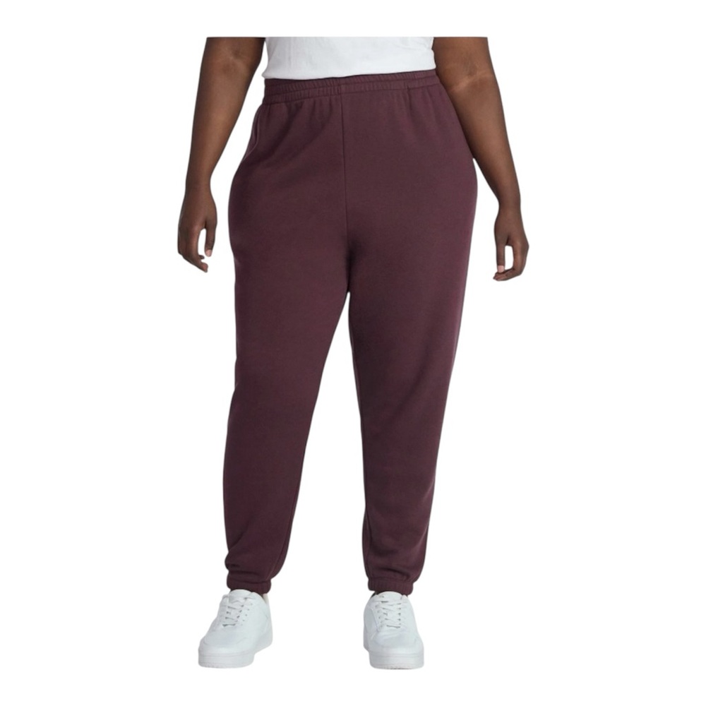 Terra & Sky Women's Plus Relaxed Fit Fleece Jogger Sweatpants Size 4X Plum color